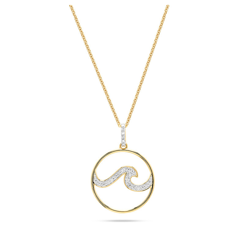 14kt Gold Lab Diamond Wave Necklace