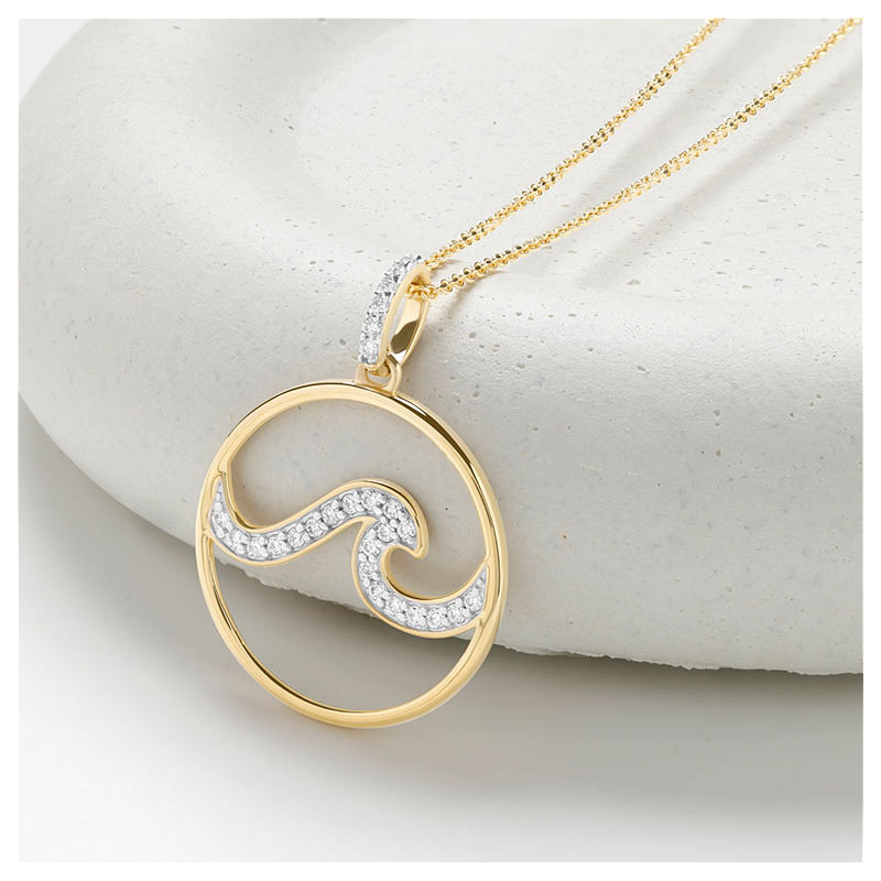 14kt Gold Lab Diamond Wave Necklace