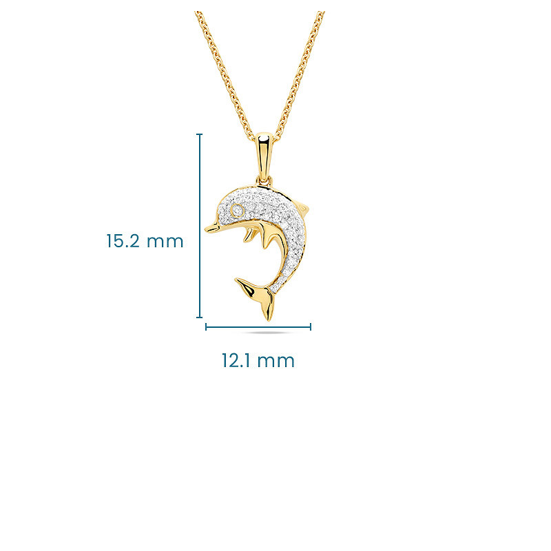 14kt Gold Lab Diamond Dolphin Necklace