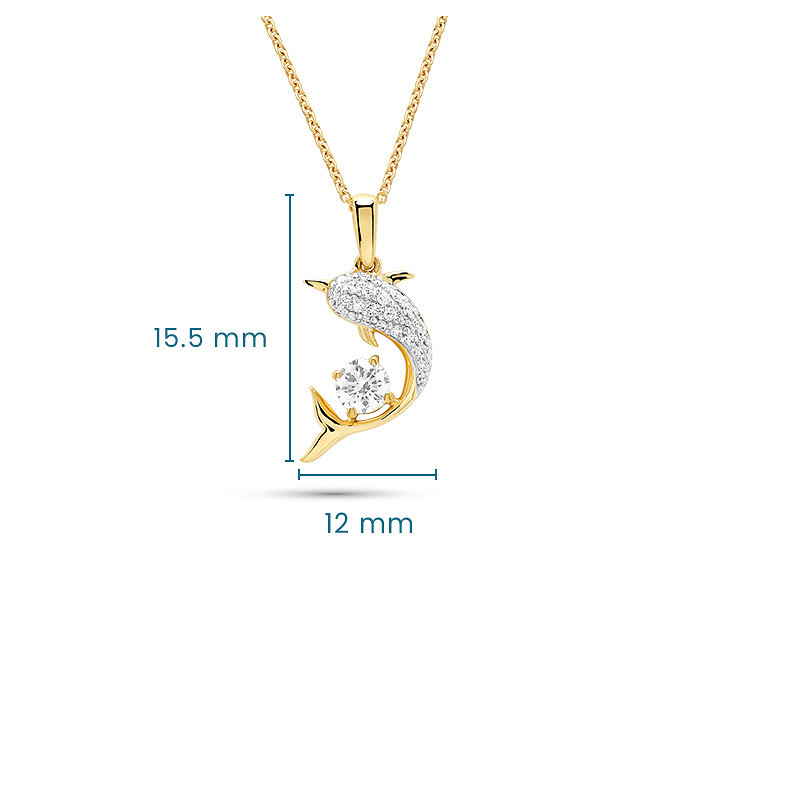 14kt Gold Lab Diamond Dolphin Necklace