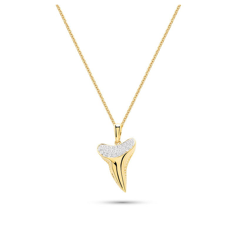 14kt Gold Lab Diamond Sharks Tooth Necklace