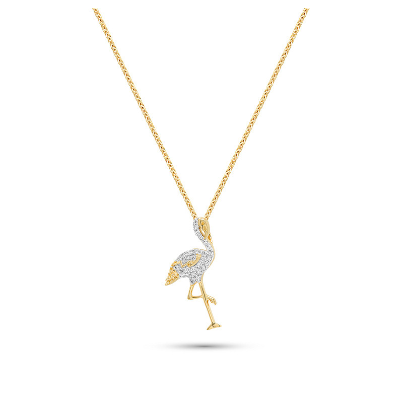14kt Gold Lab Diamond Flamingo Necklace