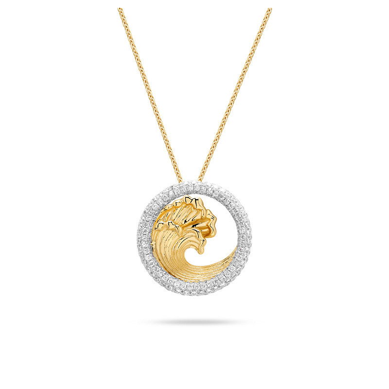14kt Gold Lab Diamond Wave Necklace