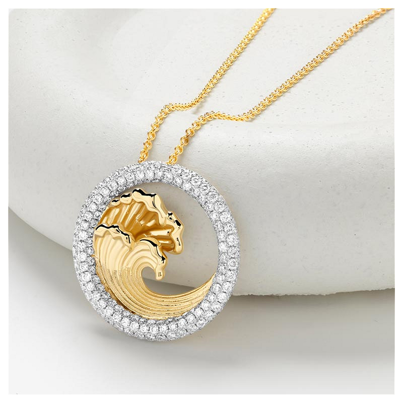 14kt Gold Lab Diamond Wave Necklace
