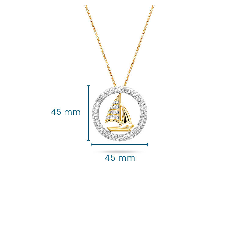 14kt Gold Lab Diamond Sail Boat Necklace