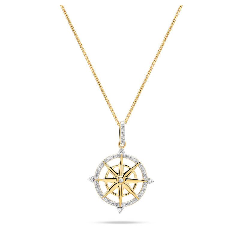 14kt Gold Lab Diamond Ship Wheel Necklace