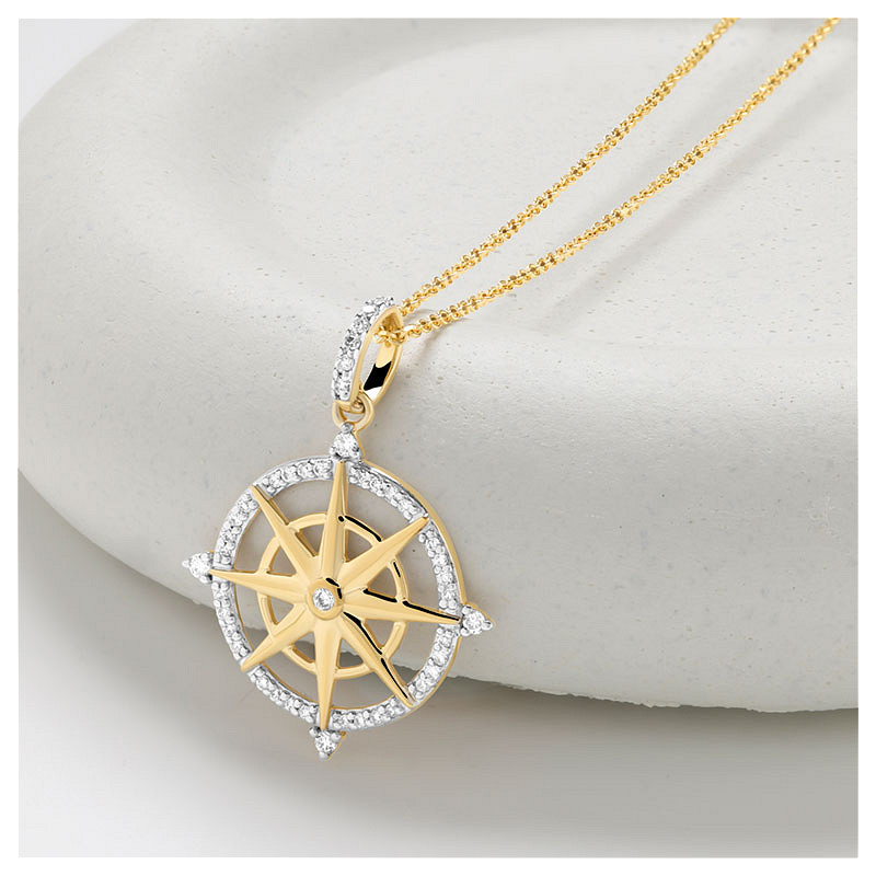 14kt Gold Lab Diamond Ship Wheel Necklace