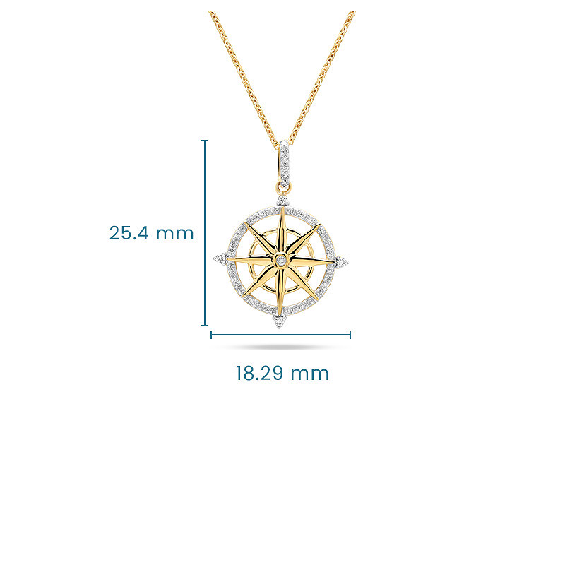 14kt Gold Lab Diamond Ship Wheel Necklace