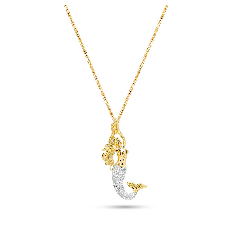 14kt Gold Lab Diamond Mermaid Necklace
