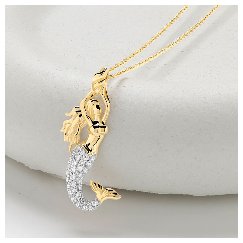 14kt Gold Lab Diamond Mermaid Necklace