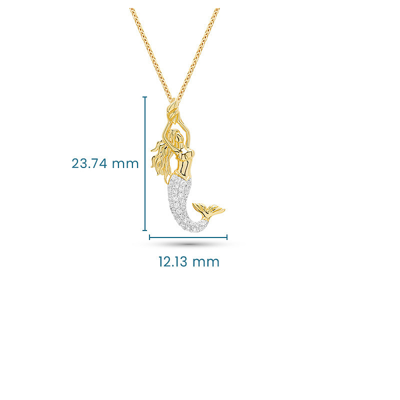 14kt Gold Lab Diamond Mermaid Necklace