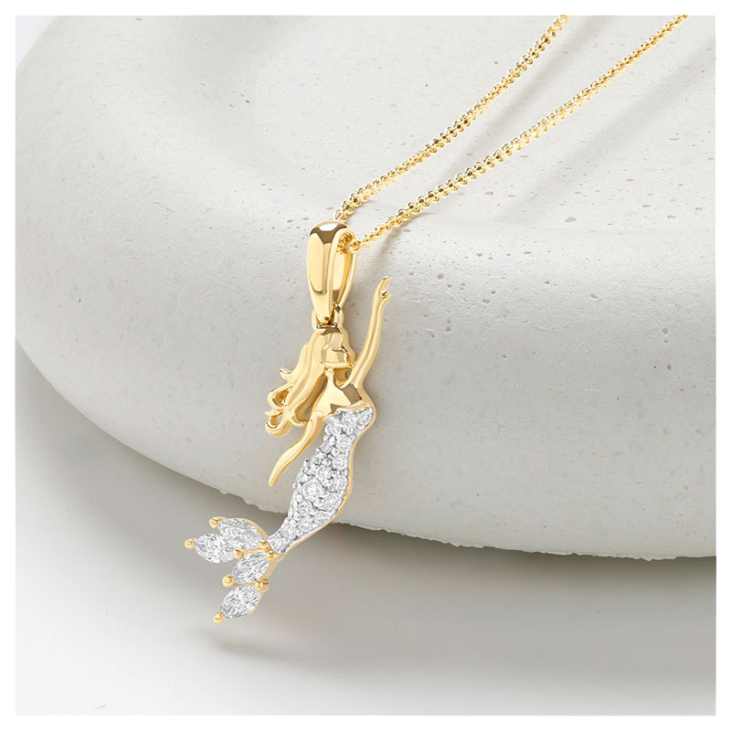14kt Gold Lab Diamond Mermaid Necklace