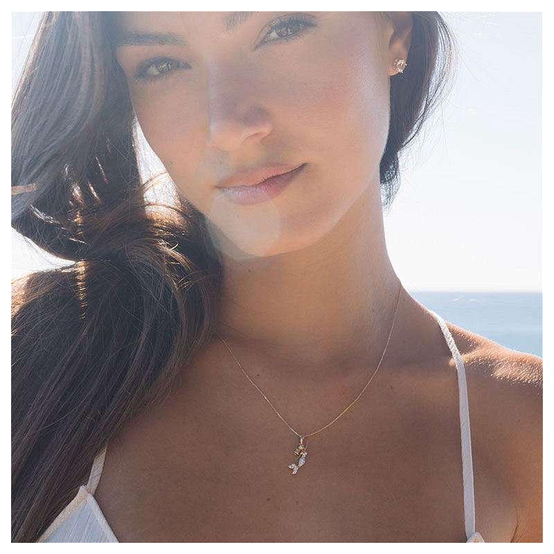 14kt Gold Lab Diamond Mermaid Necklace