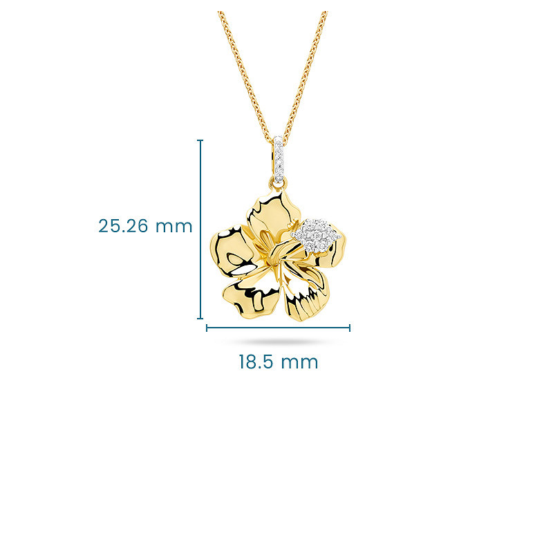 14kt Gold Lab Diamond Hibiscus Flower Necklace