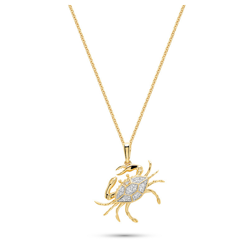 14kt Gold Lab Diamond Crab Necklace