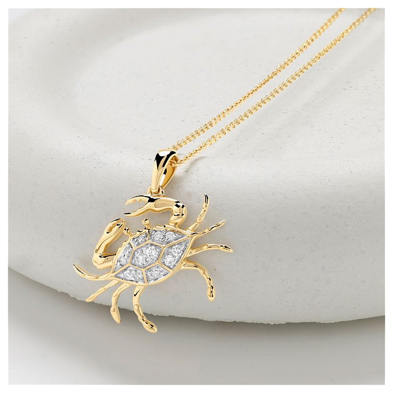 14kt Gold Lab Diamond Crab Necklace