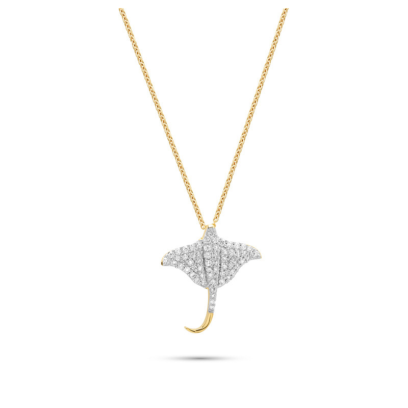 14kt Gold Lab Diamond Sting Ray Necklace