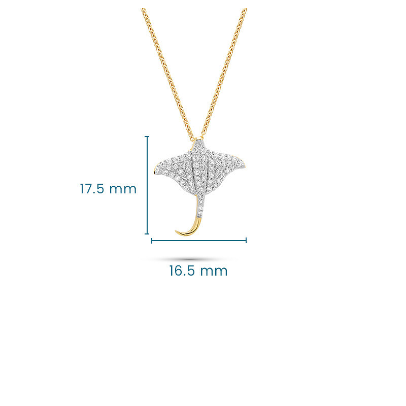 14kt Gold Lab Diamond Sting Ray Necklace