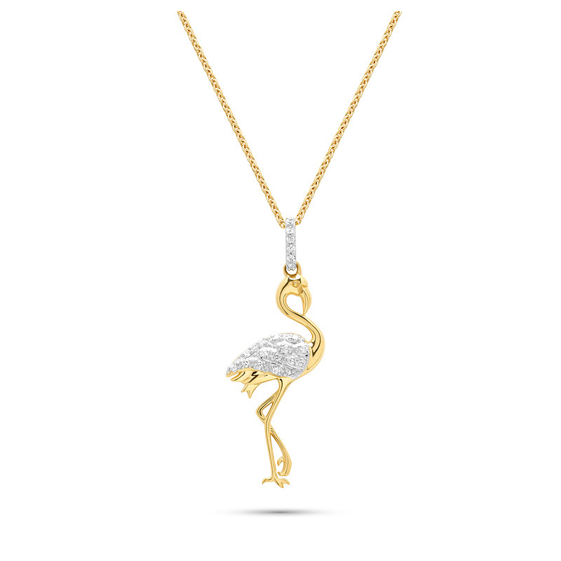 14kt Gold Lab Diamond Flamingo Necklace