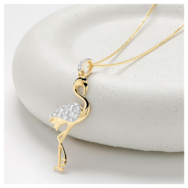 14kt Gold Lab Diamond Flamingo Necklace