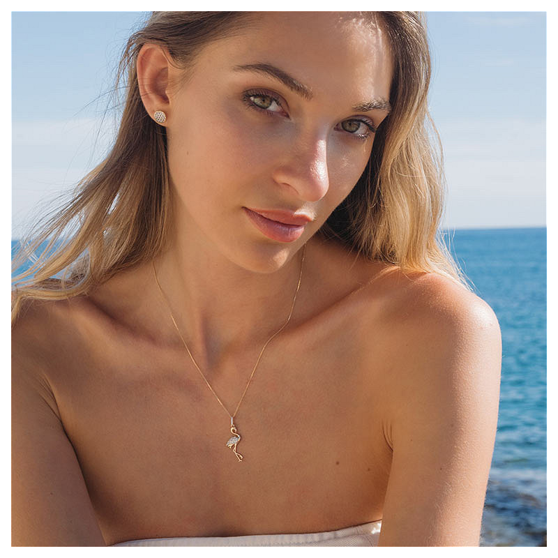 14kt Gold Lab Diamond Flamingo Necklace