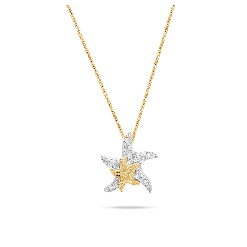 14kt Gold Lab Diamond Star Fish Necklace