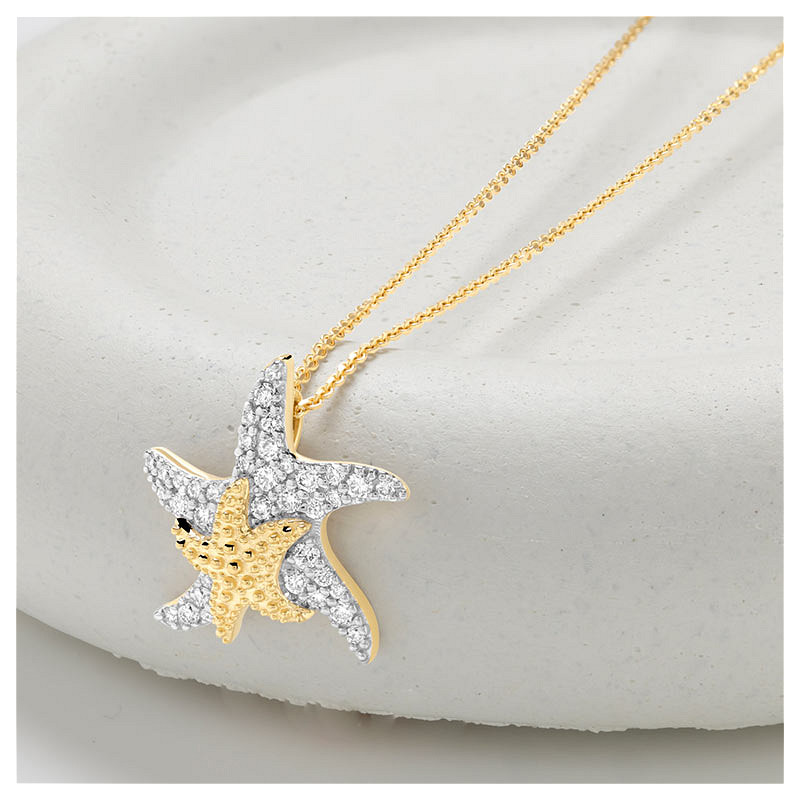 14kt Gold Lab Diamond Star Fish Necklace