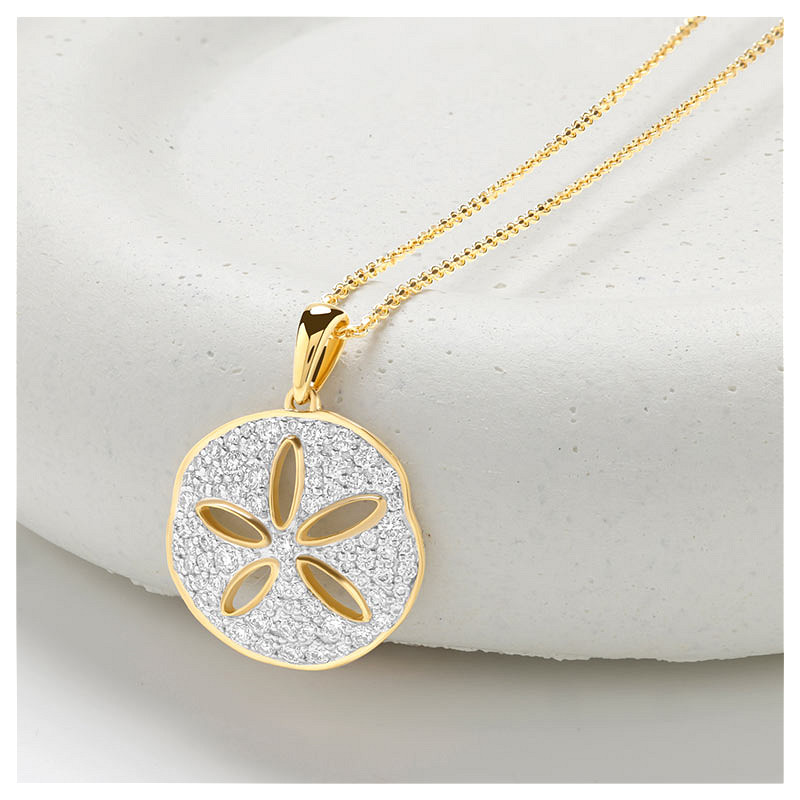 14kt Gold Lab Diamond Sand Dollar Necklace