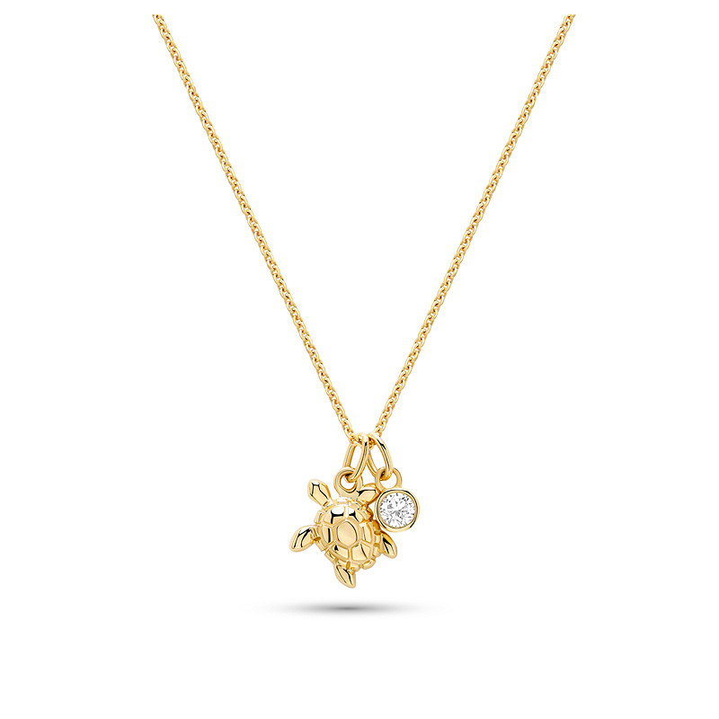 14kt Gold Lab Diamond Turtle Necklace