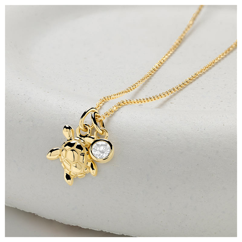 14kt Gold Lab Diamond Turtle Necklace