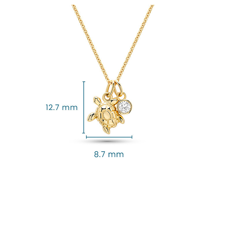 14kt Gold Lab Diamond Turtle Necklace