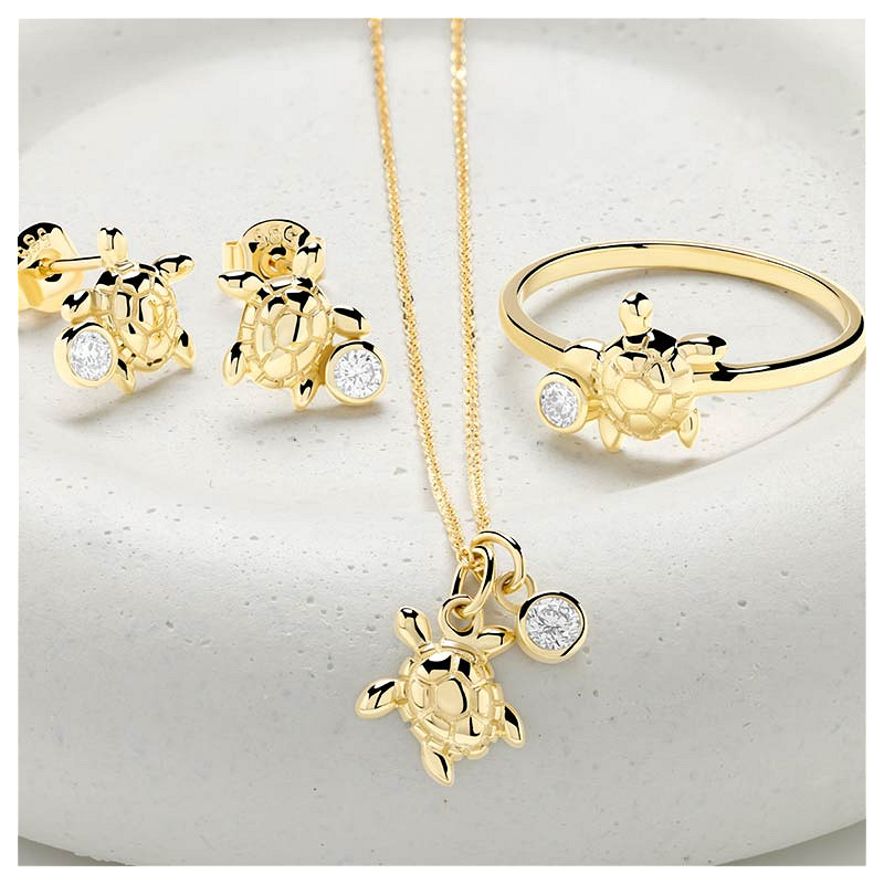 14kt Gold Lab Diamond Turtle Earrings