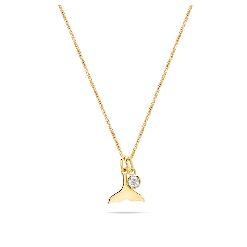 14kt Gold Lab Diamond Whale Tail Necklace