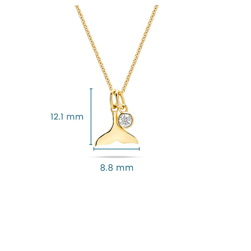 14kt Gold Lab Diamond Whale Tail Necklace