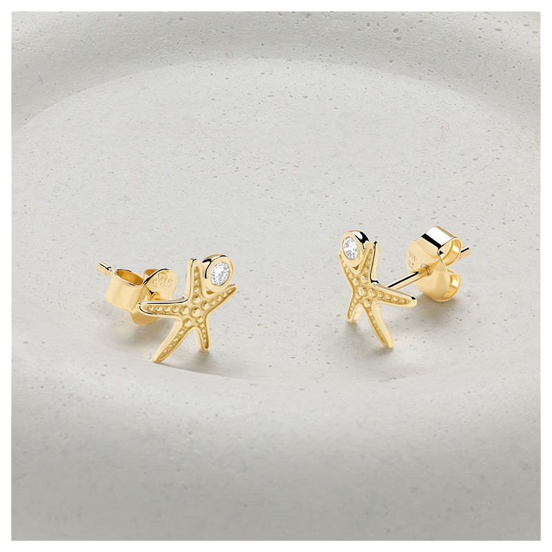 14kt Gold Lab Diamond Starfish Earrings