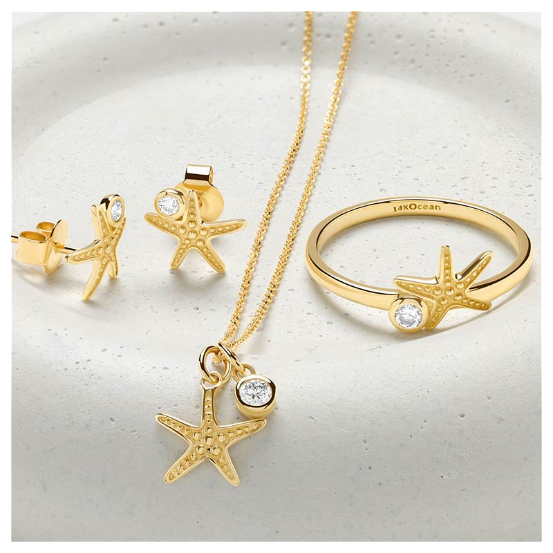 14kt Gold Lab Diamond Starfish Earrings