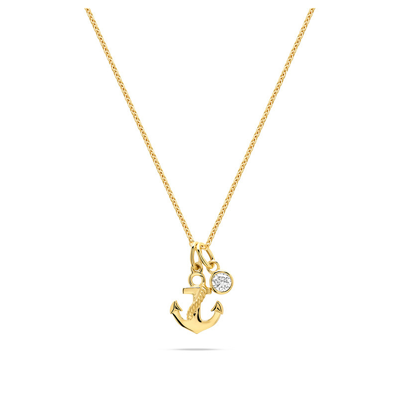 14kt Gold Lab Diamond Anchor Necklace
