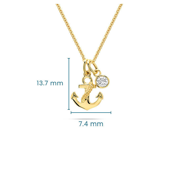 14kt Gold Lab Diamond Anchor Necklace