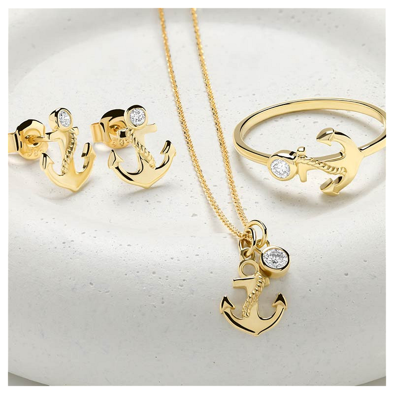 14kt Gold Lab Diamond Anchor Earrings