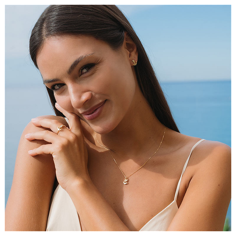 14kt Gold Lab Diamond Anchor Earrings