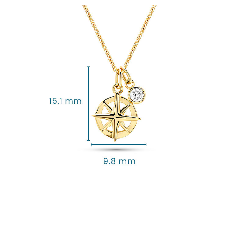 14kt Gold Lab Diamond Ships Wheel Necklace