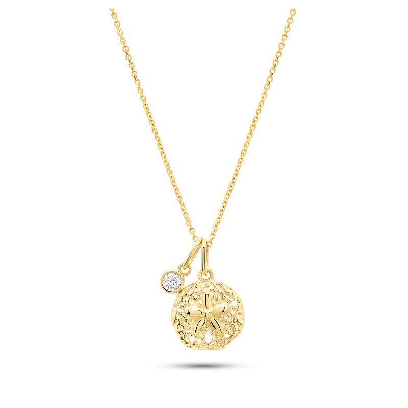 14kt Gold Lab Diamond Sand Dollar Necklace