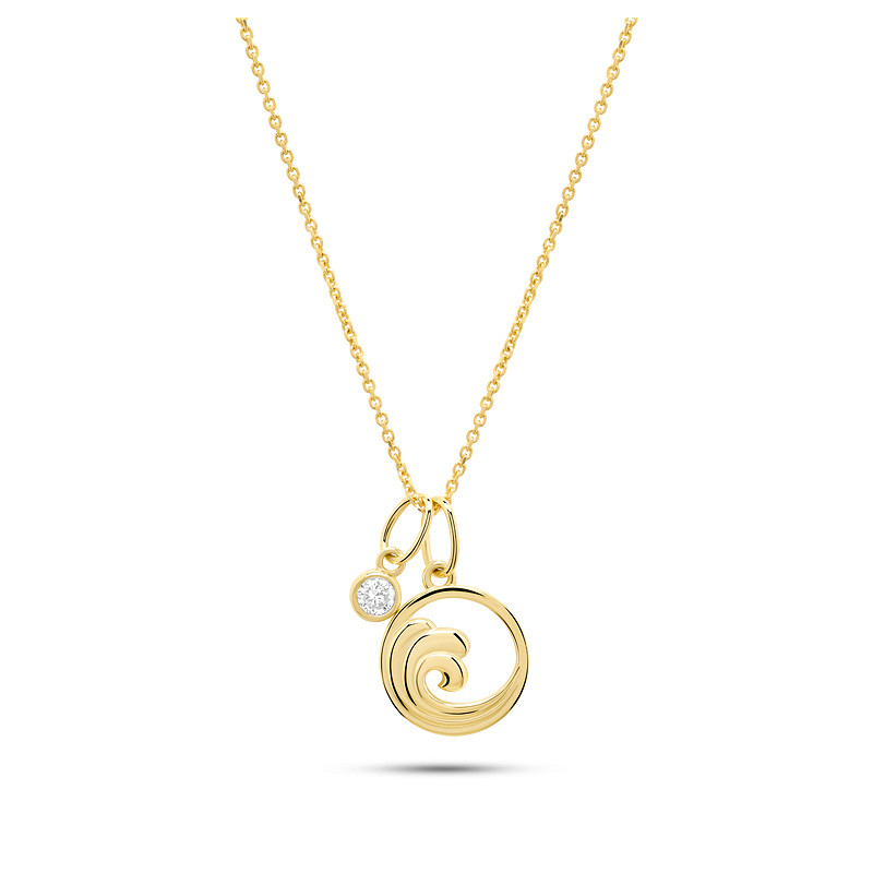 14kt Gold Lab Diamond Wave Necklace