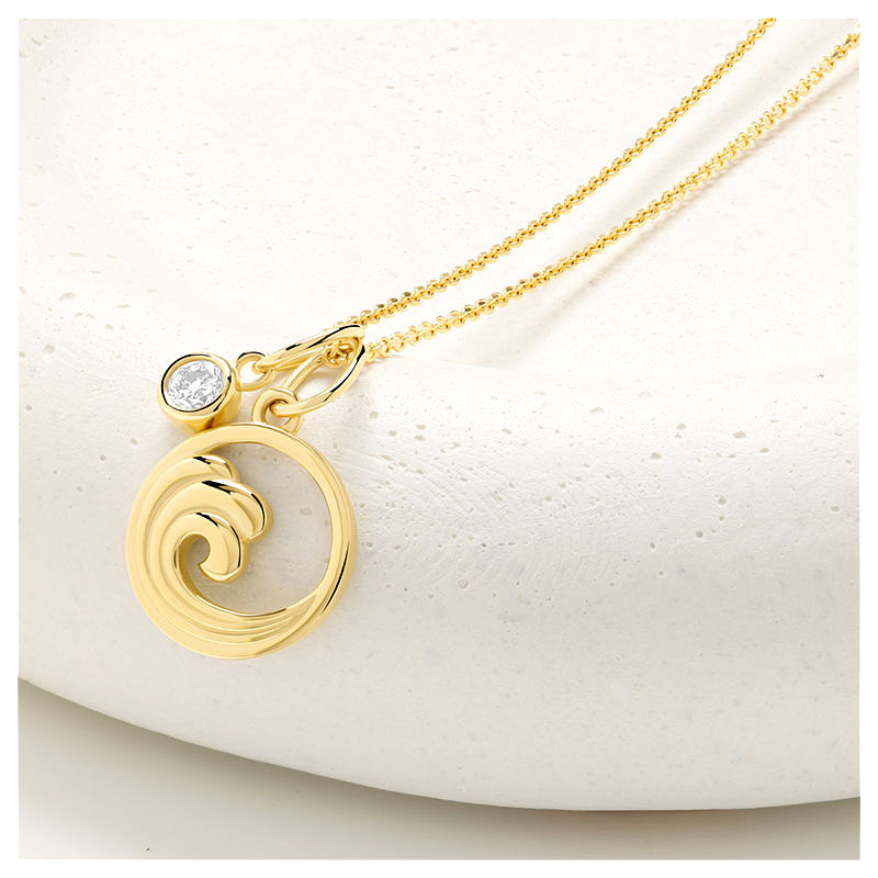 14kt Gold Lab Diamond Wave Necklace