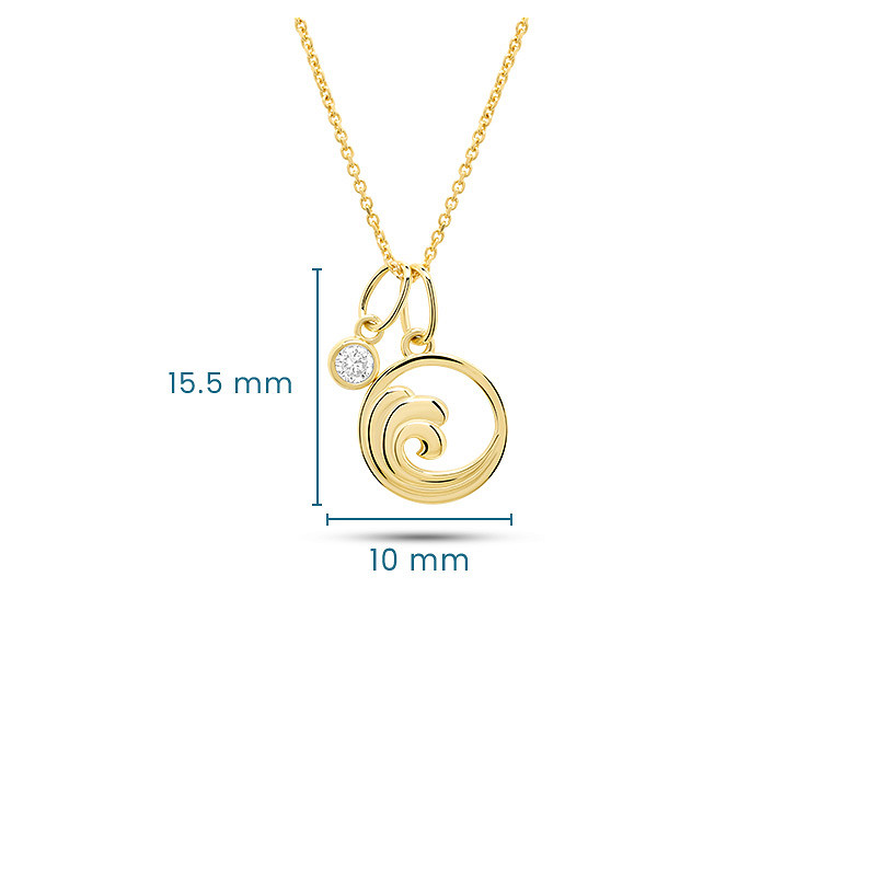 14kt Gold Lab Diamond Wave Necklace