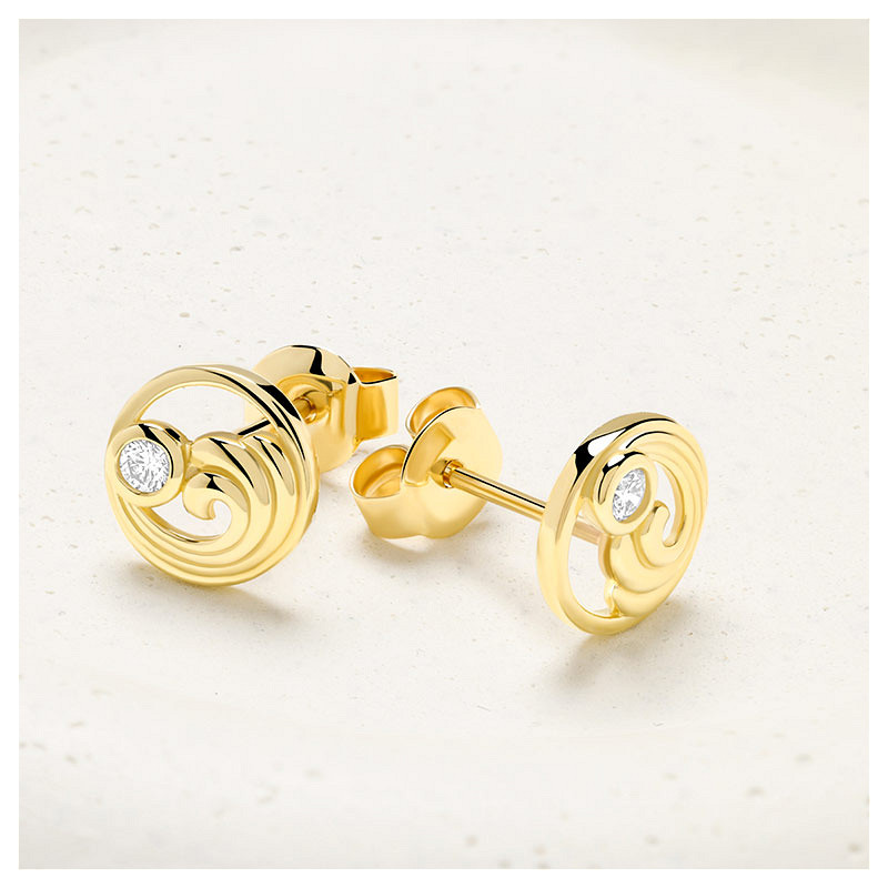 14kt Gold Lab Diamond Wave Earrings