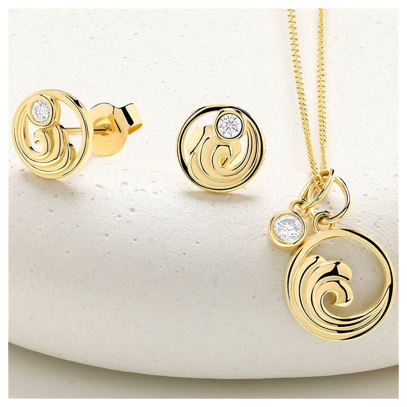 14kt Gold Lab Diamond Wave Earrings