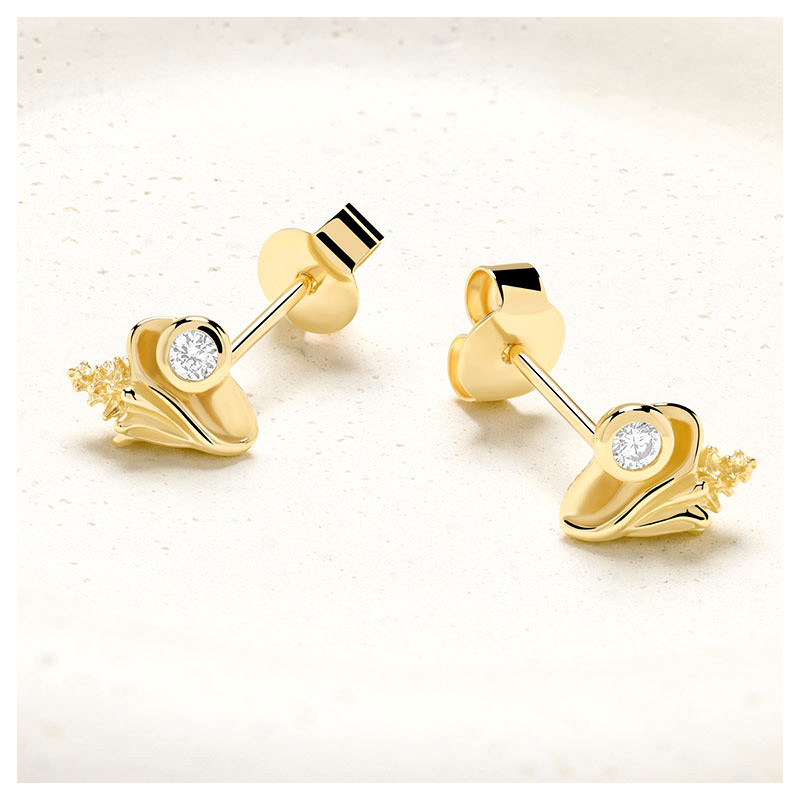 14kt Gold Lab Diamond Shell Earrings