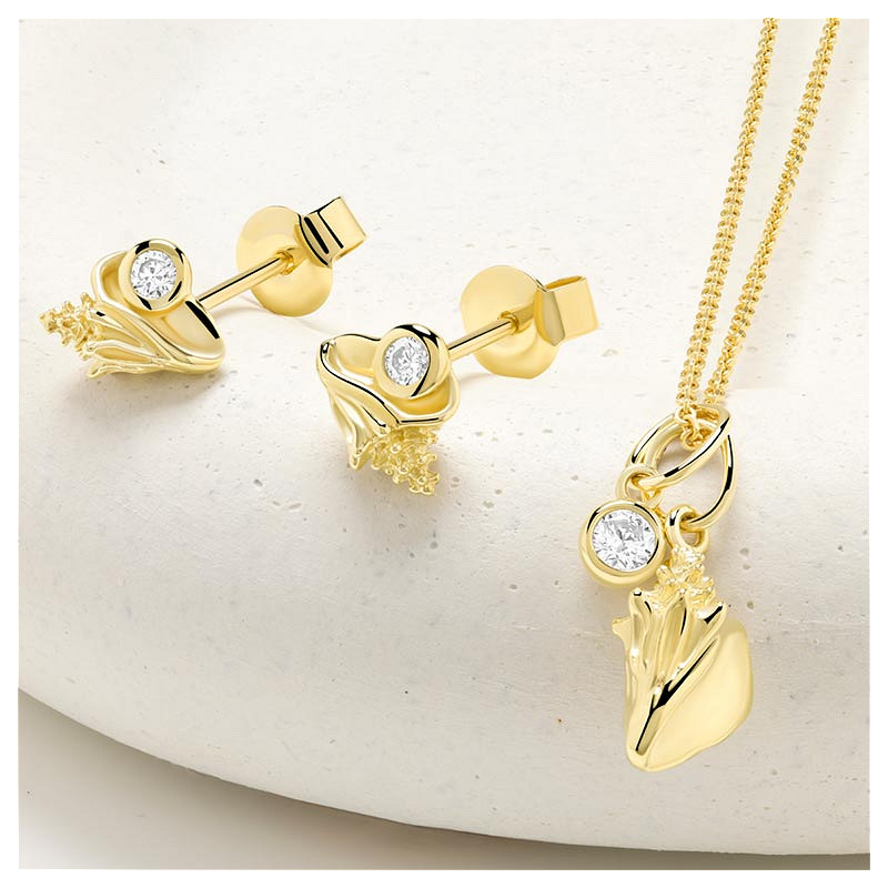 14kt Gold Lab Diamond Shell Earrings