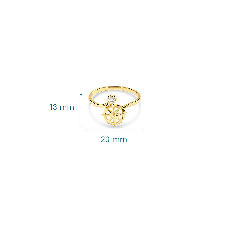 14kt Gold Lab Diamond Compass Ring